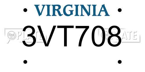 3VT708 Virginia License Plate