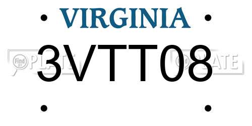 3VTT08 Virginia License Plate