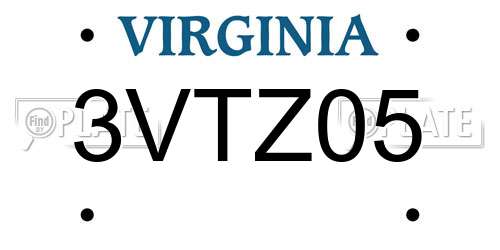 3VTZ05 Virginia License Plate