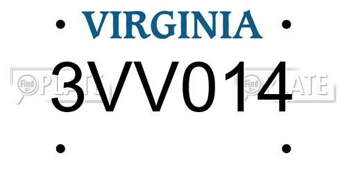 3VV014 Virginia License Plate