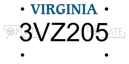 3VZ205 Virginia License Plate