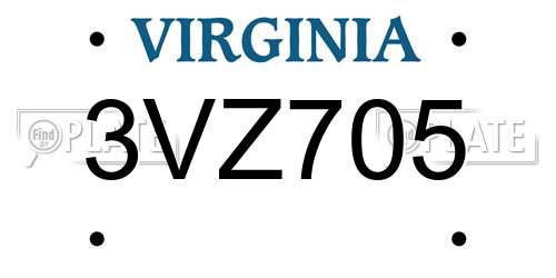 3VZ705 Virginia License Plate