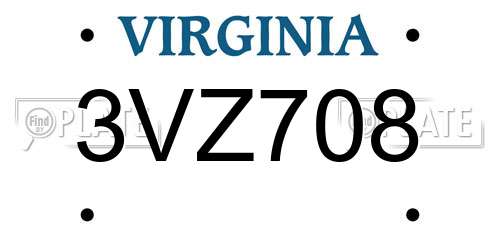 3VZ708 Virginia License Plate