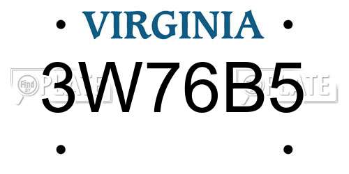 3W76B5 Virginia License Plate