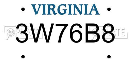 3W76B8 Virginia License Plate