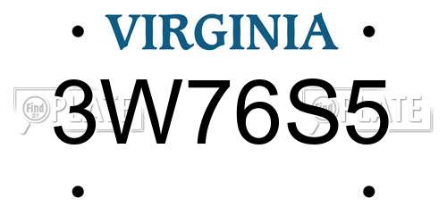 3W76S5 Virginia License Plate