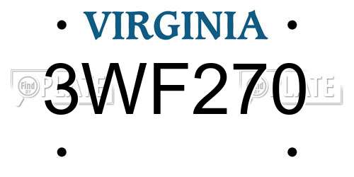 3WF270 Virginia License Plate