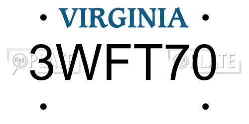 3WFT70 Virginia License Plate