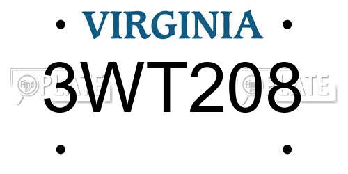 3WT208 Virginia License Plate