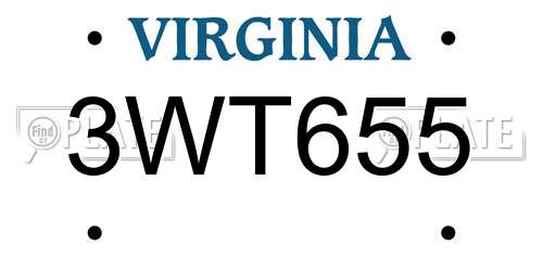 3WT655 Virginia License Plate