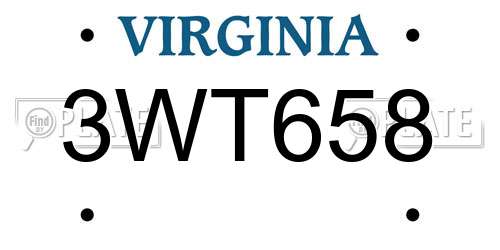 3WT658 Virginia License Plate