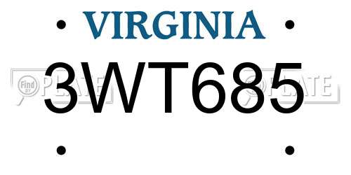 3WT685 Virginia License Plate