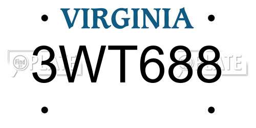 3WT688 Virginia License Plate