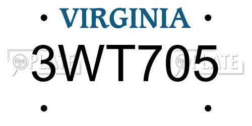 3WT705 Virginia License Plate
