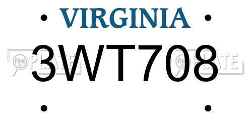3WT708 Virginia License Plate
