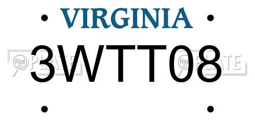 3WTT08 Virginia License Plate