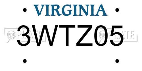 3WTZ05 Virginia License Plate