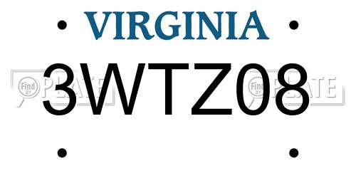 3WTZ08 Virginia License Plate