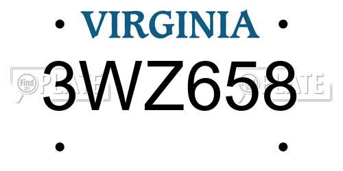 3WZ658 Virginia License Plate