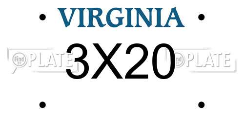 3X20 Virginia License Plate