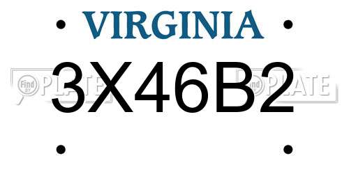 3X46B2 Virginia License Plate