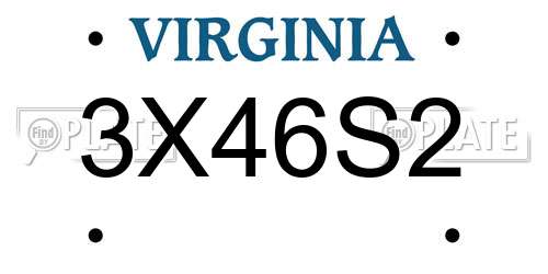 3X46S2 Virginia License Plate