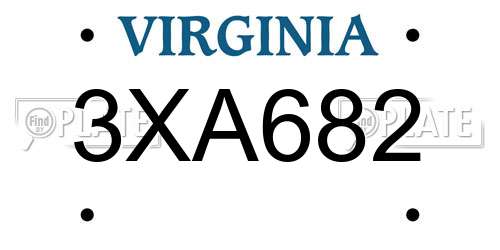 3XA682 Virginia License Plate