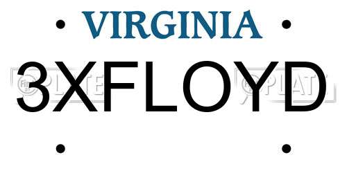 3XFLOYD Virginia License Plate