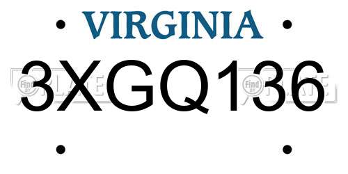 3XGQ136 Virginia License Plate