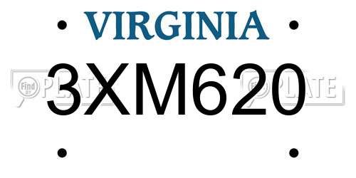 3XM620 Virginia License Plate