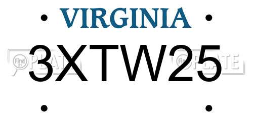 3XTW25 Virginia License Plate