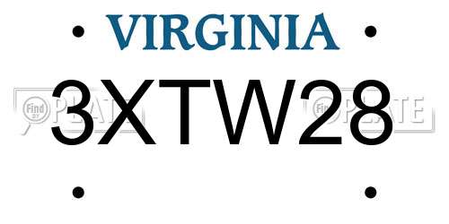 3XTW28 Virginia License Plate