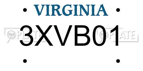 3XVB01 Virginia License Plate