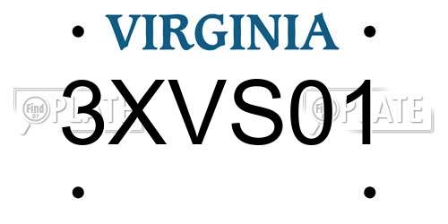 3XVS01 Virginia License Plate