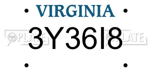3Y36I8 Virginia License Plate