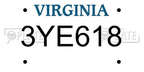 3YE618 Virginia License Plate