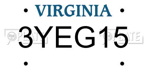 3YEG15 Virginia License Plate