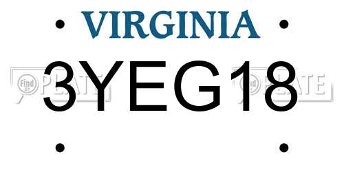 3YEG18 Virginia License Plate