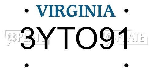 3YTO91 Virginia License Plate