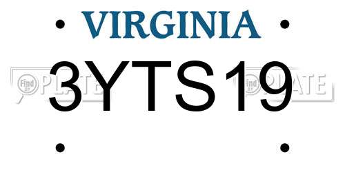 3YTS19 Virginia License Plate