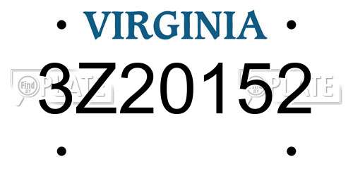 3Z20152 Virginia License Plate