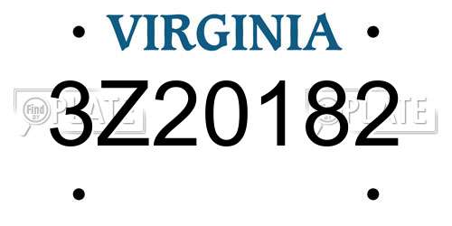 3Z20182 Virginia License Plate