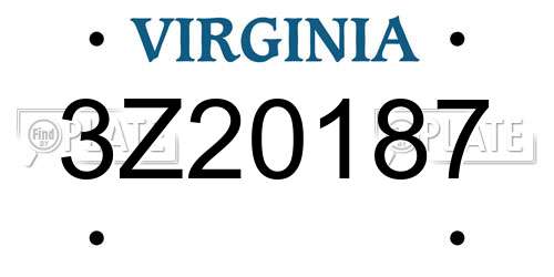 3Z20187 Virginia License Plate