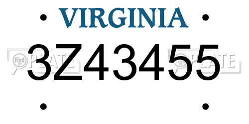 3Z43455 Virginia License Plate