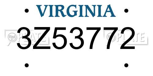 3Z53772 Virginia License Plate