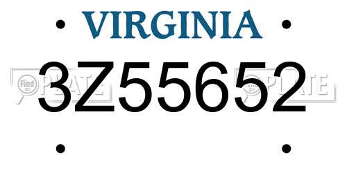 3Z55652 Virginia License Plate