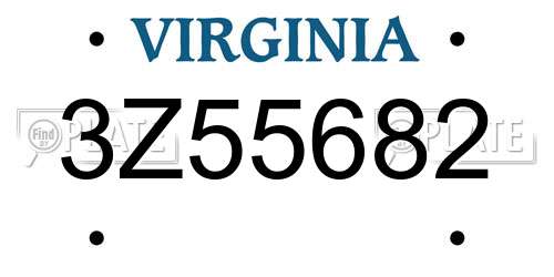 3Z55682 Virginia License Plate