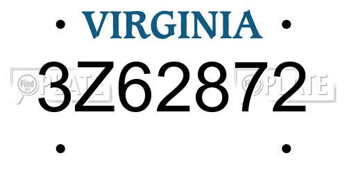 3Z62872 Virginia License Plate