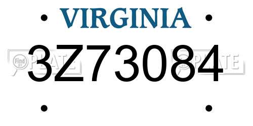 3Z73084 Virginia License Plate