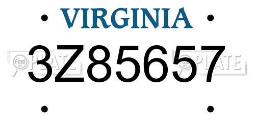 3Z85657 Virginia License Plate